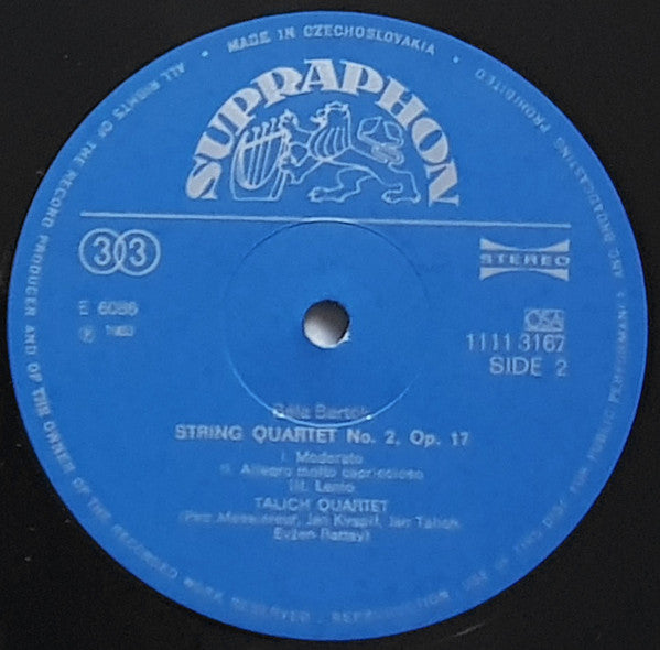 Béla Bartók - Talich Quartet : String Quartets Nos. 1 And 2 (LP, RE)