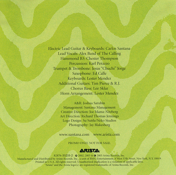 Santana Featuring Alex Band : Why Don't You & I (CD, Single, Promo)
