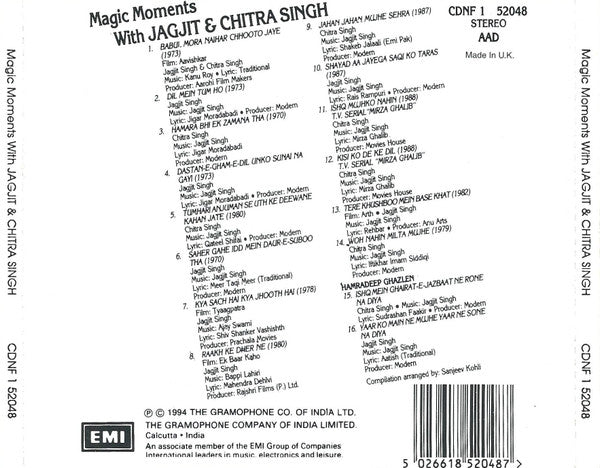 Jagjit & Chitra Singh : Magic Moments With Jagjit & Chitra Singh (CD, Comp)