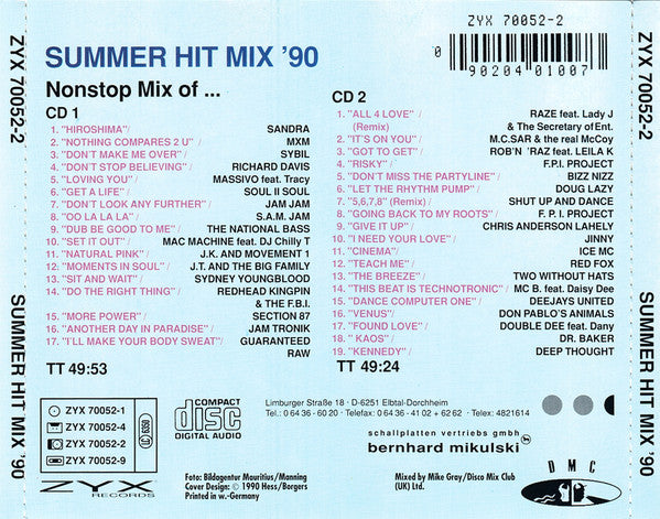 Various : Summer Hit Mix '90 (2xCD, Mixed)
