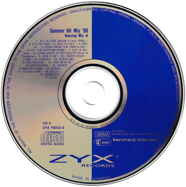 Various : Summer Hit Mix '90 (2xCD, Mixed)