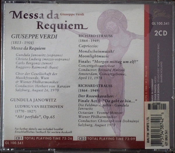 Giuseppe Verdi, Gundula Janowitz, Christa Ludwig, Carlo Bergonzi, Ruggero Raimondi, Herbert von Karajan : Messa Da Requiem (2xCD-ROM, Album)