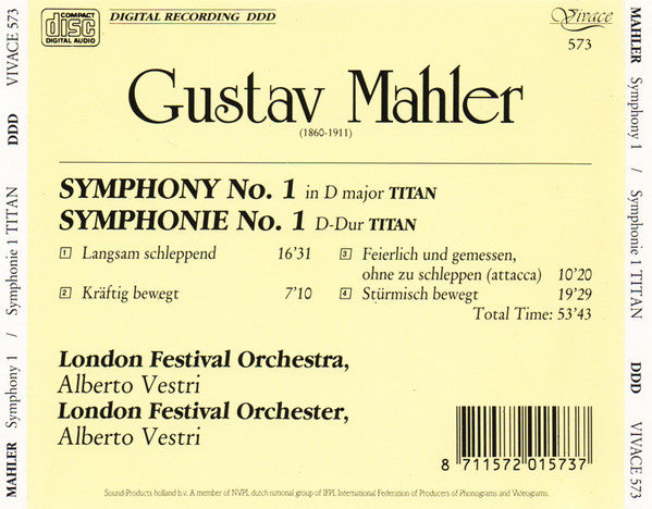 Gustav Mahler - London Festival Orchestra (2), Alberto Vestri : Symphony No. 1 "Titan" (CD, Album, RE)
