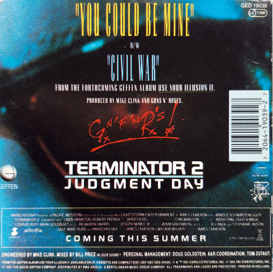 Guns N' Roses : You Could Be Mine (CD, Single, Car)
