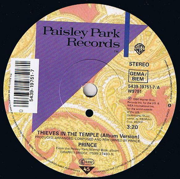 Prince : Thieves In The Temple (7", Single, Sma)