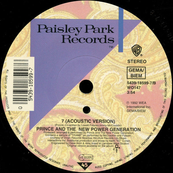Prince And The New Power Generation : 7 (7", Single, Sma)