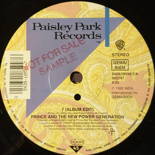 Prince And The New Power Generation : 7 (7", Single, Sma)