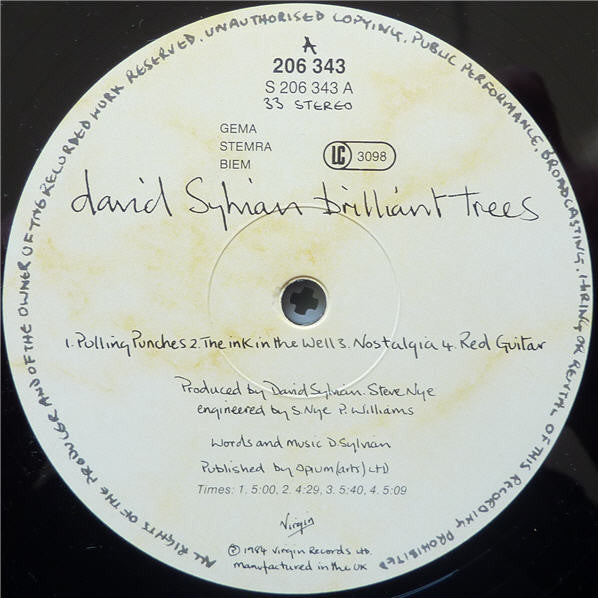 David Sylvian : Brilliant Trees (LP, Album, RE)