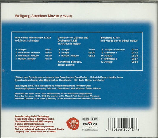 Wolfgang Amadeus Mozart, Sir Colin Davis, Karl-Heinz Steffens, Symphonie-Orchester Des Bayerischen Rundfunks : Clarinet Concerto - Eine Kleine Nachtmusik • Serenade  (CD, Album, Comp)