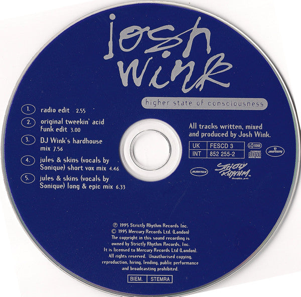 Josh Wink : Higher State Of Consciousness (CD, Single)