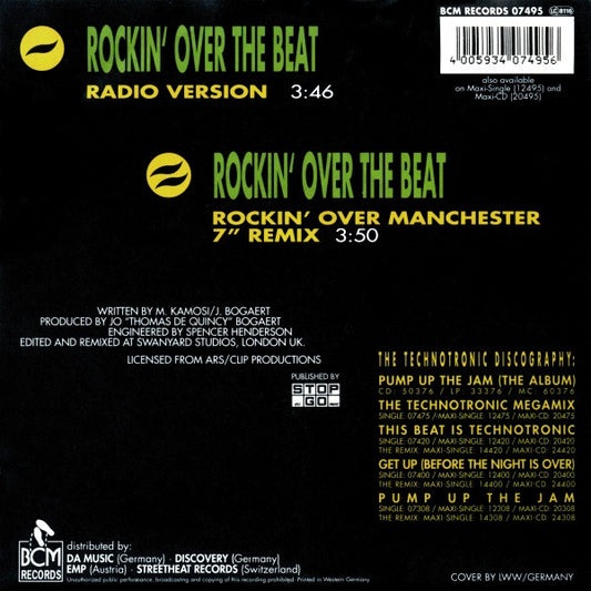 Technotronic Featuring Ya Kid K : Rockin' Over The Beat (7", Single)