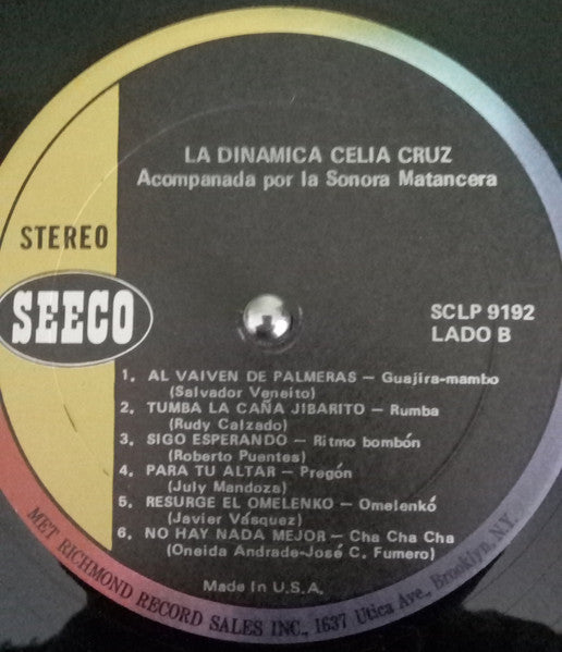 Celia Cruz Con La Sonora Matancera : La Dinamica! (LP, Album)