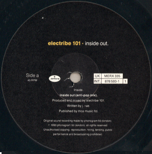 Electribe 101 : Inside Out (12", Single)