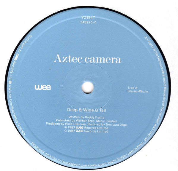 Aztec Camera : Deep & Wide & Tall (12", Single)