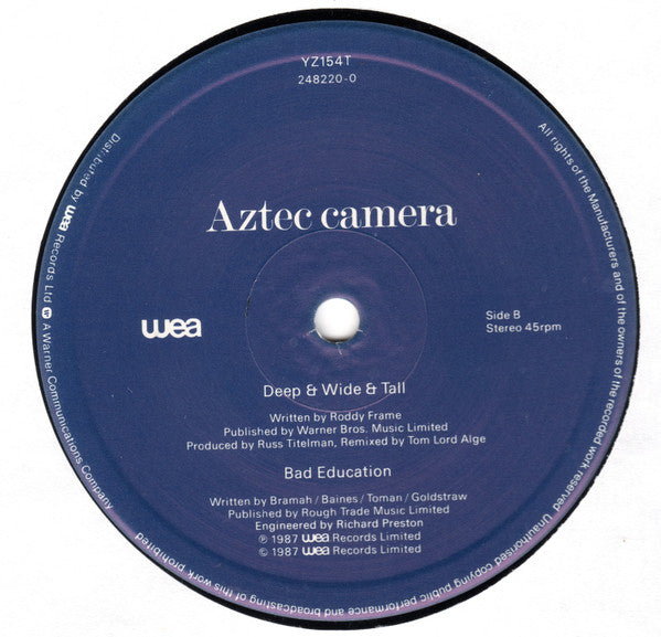 Aztec Camera : Deep & Wide & Tall (12", Single)