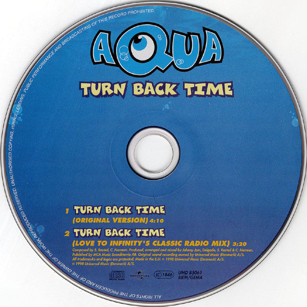 Aqua : Turn Back Time (CD, Single, Car)