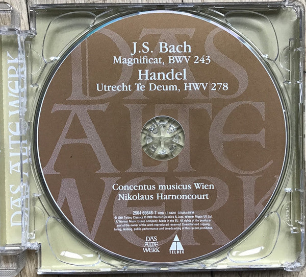Johann Sebastian Bach / Georg Friedrich Händel - Concentus Musicus Wien, Nikolaus Harnoncourt : Magnificat, BWV 243 • Utrecht Te Deum (CD, Album, RE)
