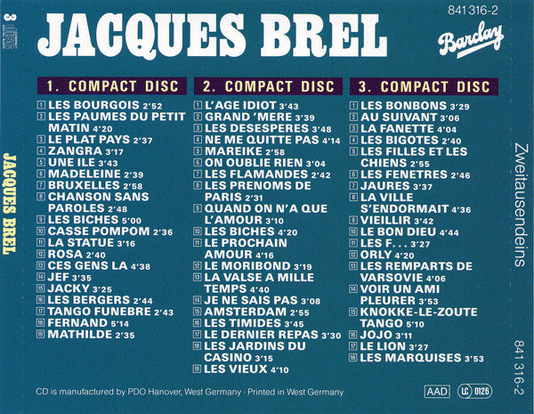 Jacques Brel : Brel (3xCD, Comp)