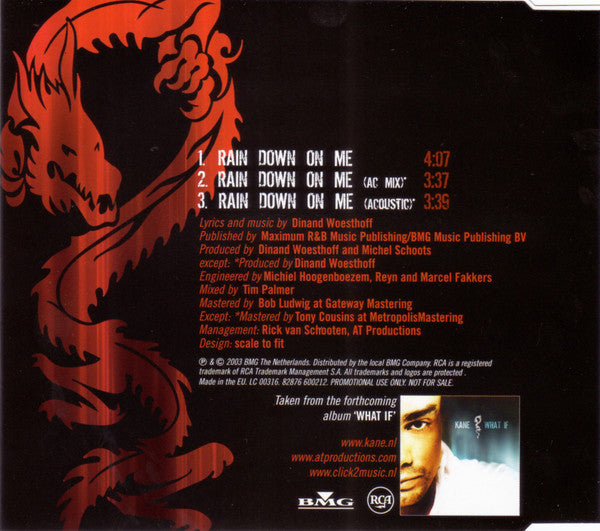 Kane (2) : Rain Down On Me (CD, Maxi, Promo)
