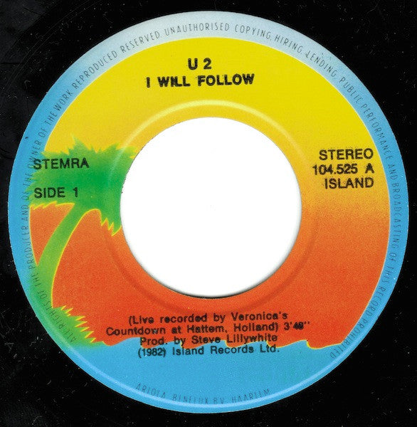 U2 : I Will Follow (Live) (7", Single)