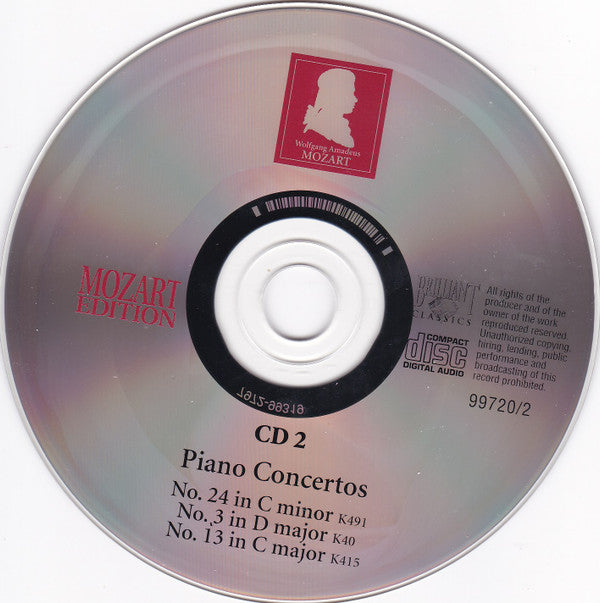 Wolfgang Amadeus Mozart : Piano Concertos No. 24 In C Minor KV491 / No. 3 In D Major K40 / No. 13 In C Major K415 (CD)