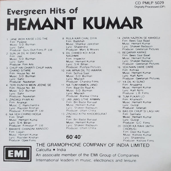 Hemant Kumar : Evergreen Hits (CD, Comp)