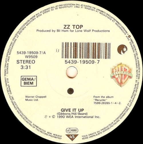 ZZ Top : Give It Up (7", Single, Sma)