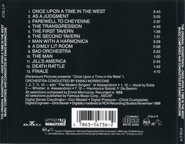 Ennio Morricone : Once Upon A Time In The West - The Original Soundtrack Recording (CD, Album, RE, RM)