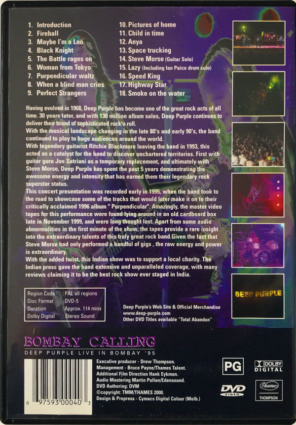 Deep Purple : Bombay Calling - Deep Purple Live In Bombay '95 (DVD-V, PAL)