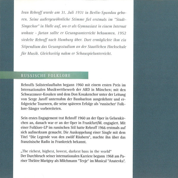 Ivan Rebroff : Unvergänglich (2xCD, Comp)