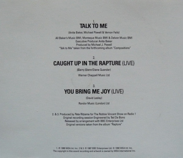 Anita Baker : Talk To Me (CD, Single)