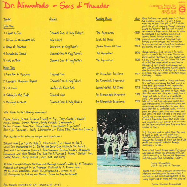 Dr. Alimantado : Sons Of Thunder (LP, Album)