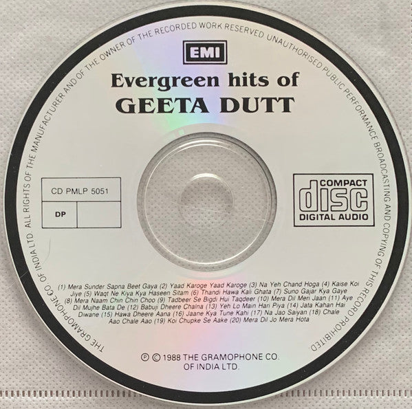 Geeta Dutt : Evergreen Hits Of Geeta Dutt (CD, Comp)