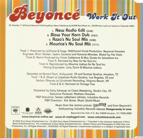 Beyoncé : Work It Out (CD, Single)