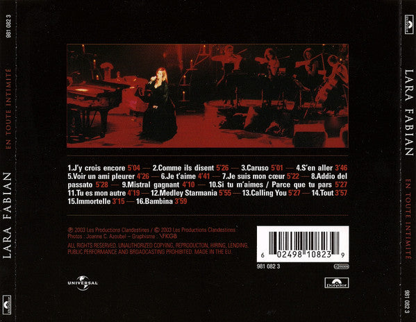 Lara Fabian : En Toute Intimité (CD, Album)