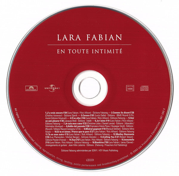 Lara Fabian : En Toute Intimité (CD, Album)