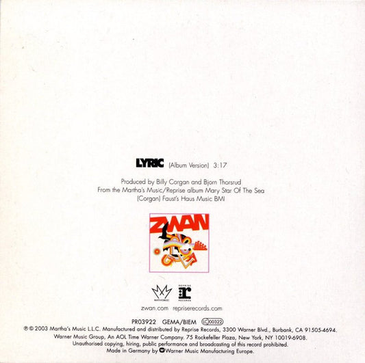 Zwan : Lyric (CD, Single, Promo, Car)