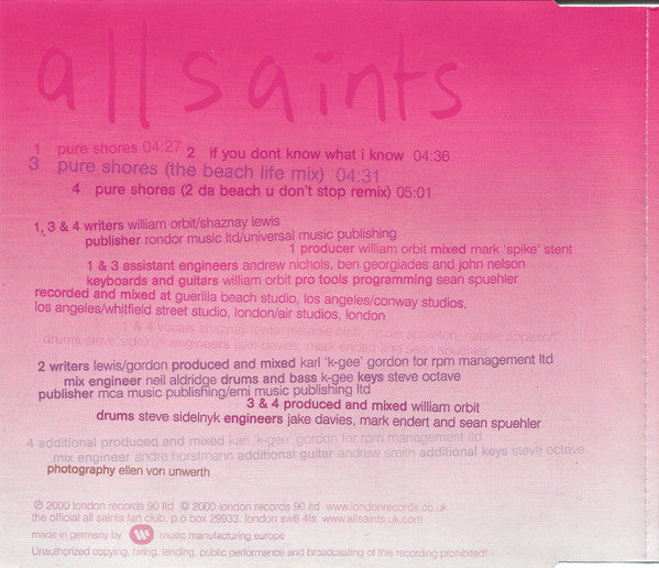 All Saints : Pure Shores (CD, Maxi)