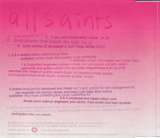 All Saints : Pure Shores (CD, Maxi)