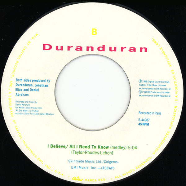 Duran Duran : All She Wants Is (7", Single)