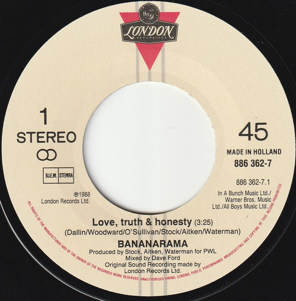 Bananarama : Love, Truth & Honesty (7", Single)
