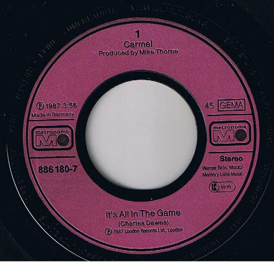 Carmel (2) : It's All In The Game (7", Single)