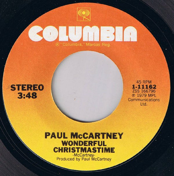 Paul McCartney : Wonderful Christmastime (7", Single, Mono)