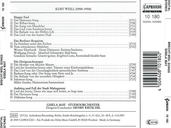 Gisela May : Brecht-Weill Songs (CD, Album, RE)