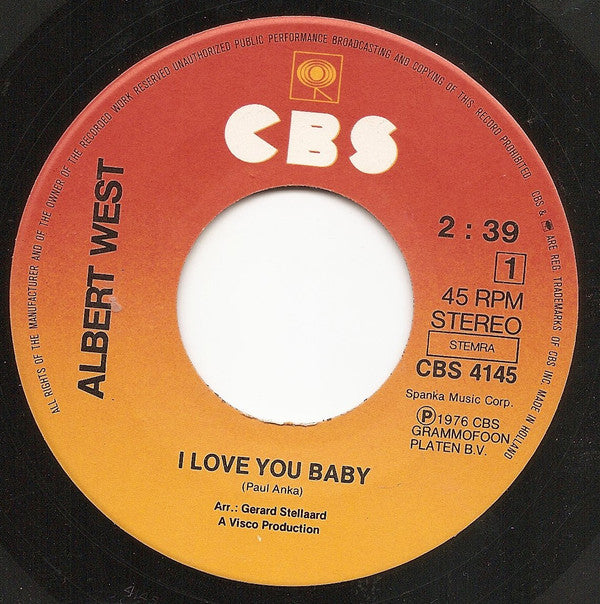 Albert West : I Love You Baby  (7")