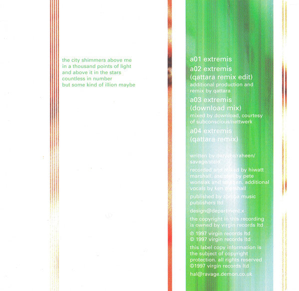 Hal (2) Featuring Gillian Anderson : Extremis (CD, Single)