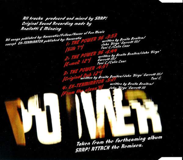 Snap! Feat. Einstein (2) : The Power (Remix '96) (CD, Maxi)