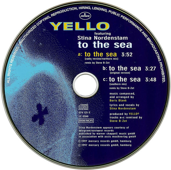 Yello Featuring Stina Nordenstam : To The Sea (CD, Single)