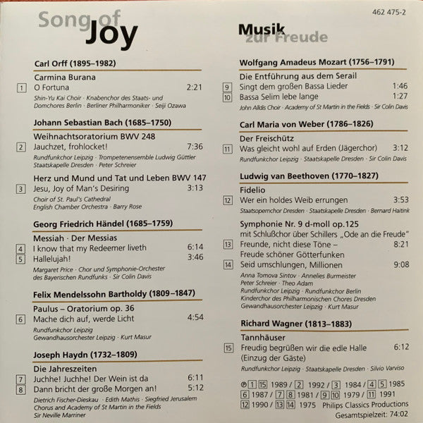 Various : Song Of Joy (CD, Comp)