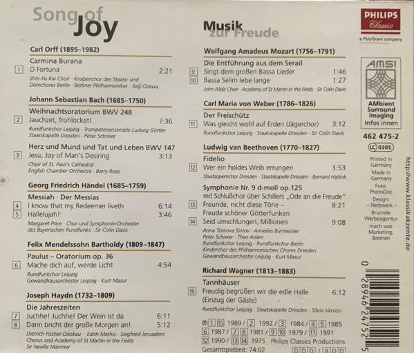 Various : Song Of Joy (CD, Comp)